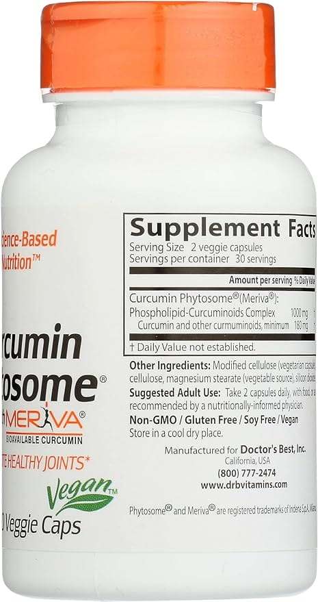 Curcumin Phytosome with Meriva 500mg, 60 Capsules - Doctor s Best Supply