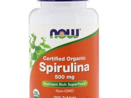 Certified Organic Spirulina, 500 mg, 200 Tablets - Now Foods For Sale