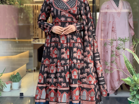 Aastha Fashion Women s Printed Cotton Black Kurti With Pant And Dupatta By Srf Jaipur For Sale