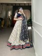 Lorenvalley White And Blue Pure Cotton Leheriya With Patola Print Lehenga Choli With Dupatta Supply