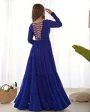 Lorenvalley Women Pure Soft Faux Georgette Leheriya Print Anarkali Gown - Blue Hot on Sale