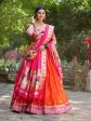 Lorenvalley Orange Jacquard Silk Paithani Weaving Zari Lehenga Choli with Dupatta For Cheap