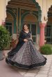 Lorenvalley Black Rayon Gota Patti Lace Printed Kali Pattern Lehenga Choli with Dupatta Supply