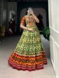 Lorenvalley Green Tussar Silk Patola Print With Foil Work And Original Mirror Gamthi Lace Lehenga Choli with Dupatta Online