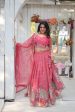 Lorenvalley Pink Gold Coin Fabric with Sequins and Thread Embroidered work Lehenga Choli with Dupatta Online Sale