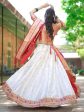 Lorenvalley White Jacquard Silk Paithani Weaving Zari Lehenga Choli with Dupatta Supply