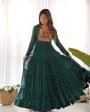 Lorenvalley Women Pure Soft Faux Georgette Leheriya Print Anarkali Gown - Green Online Hot Sale