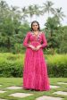 Lorenvalley Pink Faux Georgette Bandhani Print Work With Kutchi Patch Work Gown Online