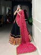 Lorenvalley Black Pure CottonPlain And Original Mirror Gamthi Work Lace Border Lehenga Choli with Dupatta on Sale