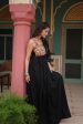 Lorenvalley Black Rayon Fabric with Designer Lace Gown For Cheap