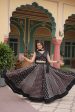 Lorenvalley Black Rayon Gota Patti Lace Printed Kali Pattern Lehenga Choli with Dupatta Supply