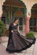 Lorenvalley Black Rayon Gota Patti Lace Printed Kali Pattern Lehenga Choli with Dupatta Supply