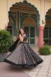 Lorenvalley Black Rayon Gota Patti Lace Printed Kali Pattern Lehenga Choli with Dupatta Supply