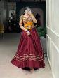 Lorenvalley Pure Cotton Maroon Plain With Gota Patti Touch Up Lehenga Choli Cheap