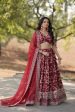 Lorenvalley Maroon Pure Viscose Jacquard with Embroidered Sequins work Lehenga Choli Online Hot Sale