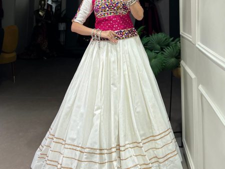 Lorenvalley Pure Cotton White Plain With Gota Patti Touch Up Lehenga Choli Supply