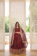 Lorenvalley Maroon Pure Viscose Jacquard with Double Zari work Lehenga Choli Supply