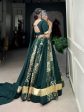 Lorenvalley Rayon and Tussar Silk Green Plain And Printed With Embossed Design Gota Lace Lehenga Choli with Dupatta Sale