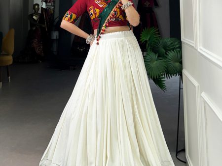 Lorenvalley Pure Rayon White Plain With Gota Patti Touch Up Lehenga Choli with Dupatta Online