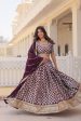 Lorenvalley Purple Pure Viscose Jacquard with Embroidered Sequins work Lehenga Choli For Discount