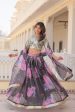 Lorenvalley Grey Russian Silk Digital Printed with Embroidered Sequins work Lehenga Choli Sale