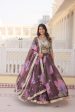 Lorenvalley Brown Russian Silk Digital Printed with Embroidered Sequins work Lehenga Choli Cheap