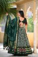 Lorenvalley Green Tussar Silk Ikkat Print With Foil Work Lehenga Choli with Dupatta Online now