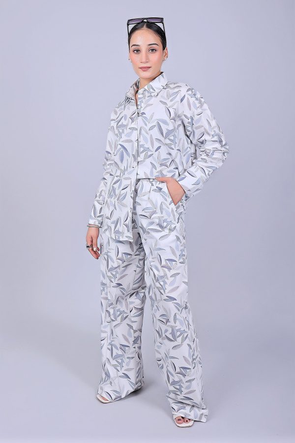 Bluebird Women s Printed Co-ord Set White Leaf Hot on Sale