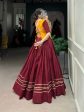 Lorenvalley Pure Cotton Maroon Plain With Gota Patti Touch Up Lehenga Choli Cheap