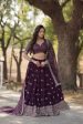 Lorenvalley Purple Faux Blooming Georgette with Sequins & Thread Embroidered work Lehenga Choli Online