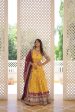 Lorenvalley Yellow Pure Viscose Jacquard with 2D Dyeing and Embroidered Sequins work Lehenga Choli Online Sale