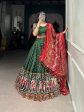 Lorenvalley Green Dola Silk Patola Print With Gamthi Work Lace Border Lehenga Choli with Dupatta on Sale