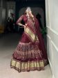 Lorenvalley Maroon Gaji Silk Digital Print With Lagadi Patta Lehenga Choli with Dupatta For Discount