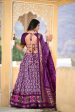 Lorenvalley Purple Tussar Silk Ikkat Print With Foil Work Lehenga Choli with Dupatta Online Sale