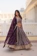 Lorenvalley Purple Pure Viscose Jacquard with Embroidered Sequins work Lehenga Choli For Discount