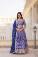 Lorenvalley Blue Pure Viscose Jacquard with Embroidered Sequins work Lehenga Choli For Cheap