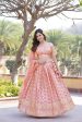 Lorenvalley Peach Pure Viscose Jacquard with Embroidered Sequins work Lehenga Choli Cheap