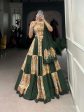 Lorenvalley Green Pure Cotton Plain And Printed With Foil Work Lehenga Choli with Dupatta Discount