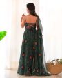 Lorenvalley Women Soft Chiffon Bandhej Fabric Print Fully Flair Anarkali With Pant Dupatta Set - Green Hot on Sale