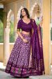 Lorenvalley Purple Tussar Silk Ikkat Print With Foil Work Lehenga Choli with Dupatta Online Sale