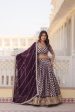 Lorenvalley Purple Pure Viscose Jacquard with Embroidered Sequins work Lehenga Choli For Discount