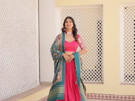 Lorenvalley Pink Viscose Jacquard Lehenga Choli with Gajji silk Dupatta Sale