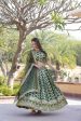 Lorenvalley Green Pure Viscose Jacquard with Embroidered Sequins work Lehenga Choli For Sale