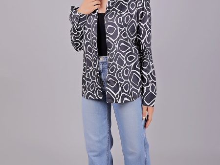 Bluebird Women s Black Print Satin Shirt Fashion