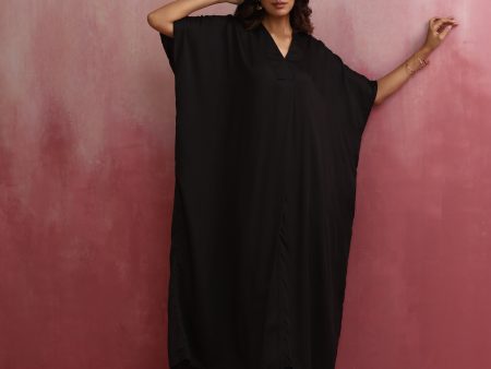 trueBrowns Black Modal Kaftan Kurta Set Online