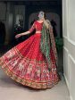 Lorenvalley Red Dola Silk Patola Print With Gamthi Work Lace Border Lehenga Choli with Dupatta Online now