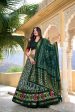 Lorenvalley Green Tussar Silk Ikkat Print With Foil Work Lehenga Choli with Dupatta Online now