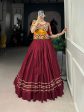 Lorenvalley Pure Cotton Maroon Plain With Gota Patti Touch Up Lehenga Choli Cheap