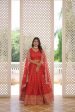 Lorenvalley Red Pure Viscose Jacquard with Double Zari work Lehenga Choli Fashion