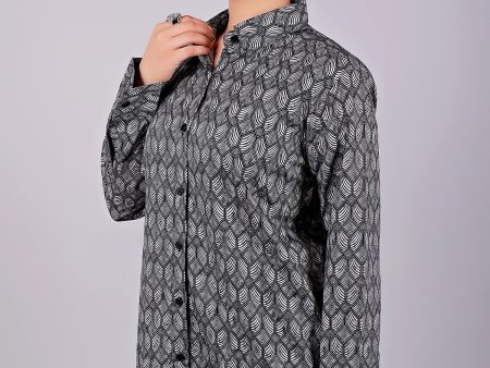 Bluebird Women s Black Geometric Printed Satin Shirt Sale